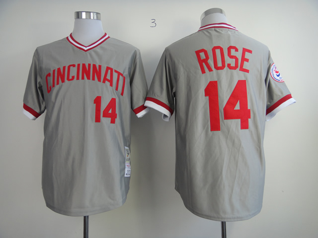 Men MLB Cincinnati Reds #14 Rose grey throwback 1976  jerseys->cincinnati reds->MLB Jersey